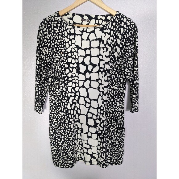 J McLaughlin Geometric Print Jersey Stretch Tunic Dress Medium - Picture 1 of 7